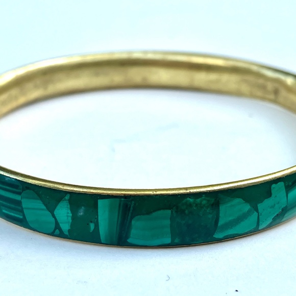 Malachite & Brass Bangle - Picture 3 of 5